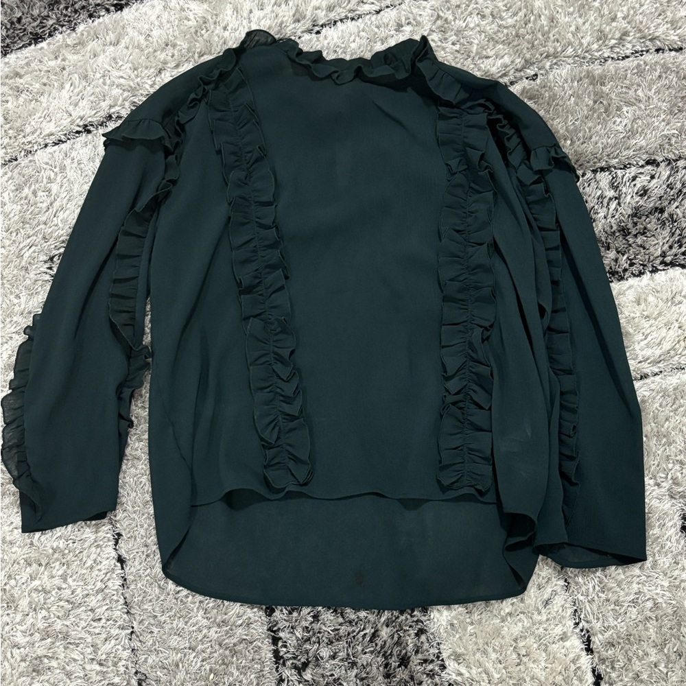Elegant Women's Ruffled Green Top